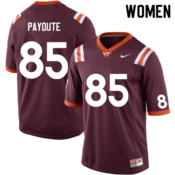Women #85 Jaden Payoute Virginia Tech Hokies College Football Jerseys Sale-Maroon